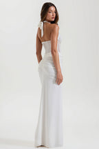 Tie-Back Ruched Bodycon Maxi Dress