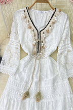 Tassel Lace-Splice Boho Dress