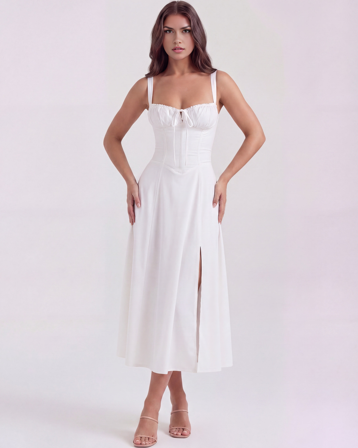 Aurora White Corset Cotton Mini Dress