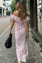 Polka Dot Cami A-Line Ruffle Maxi Dress