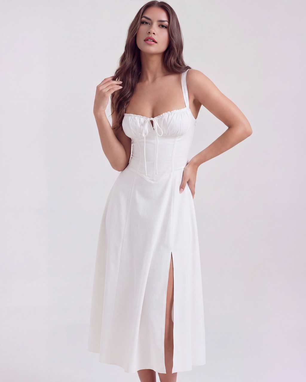 Aurora White Corset Cotton Mini Dress