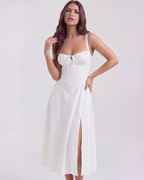 Aurora White Corset Cotton Mini Dress