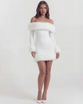 Bella Faux-Fur Off-Shoulder Mini Dress