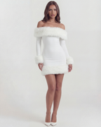 Bella Faux-Fur Off-Shoulder Mini Dress
