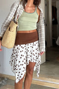 Asymmetric Polka Dot Slim Skirt