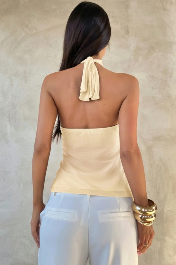 Solid Ruffle Halter Top