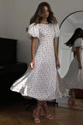 Floral Puff-Sleeve Split Maxi Dress