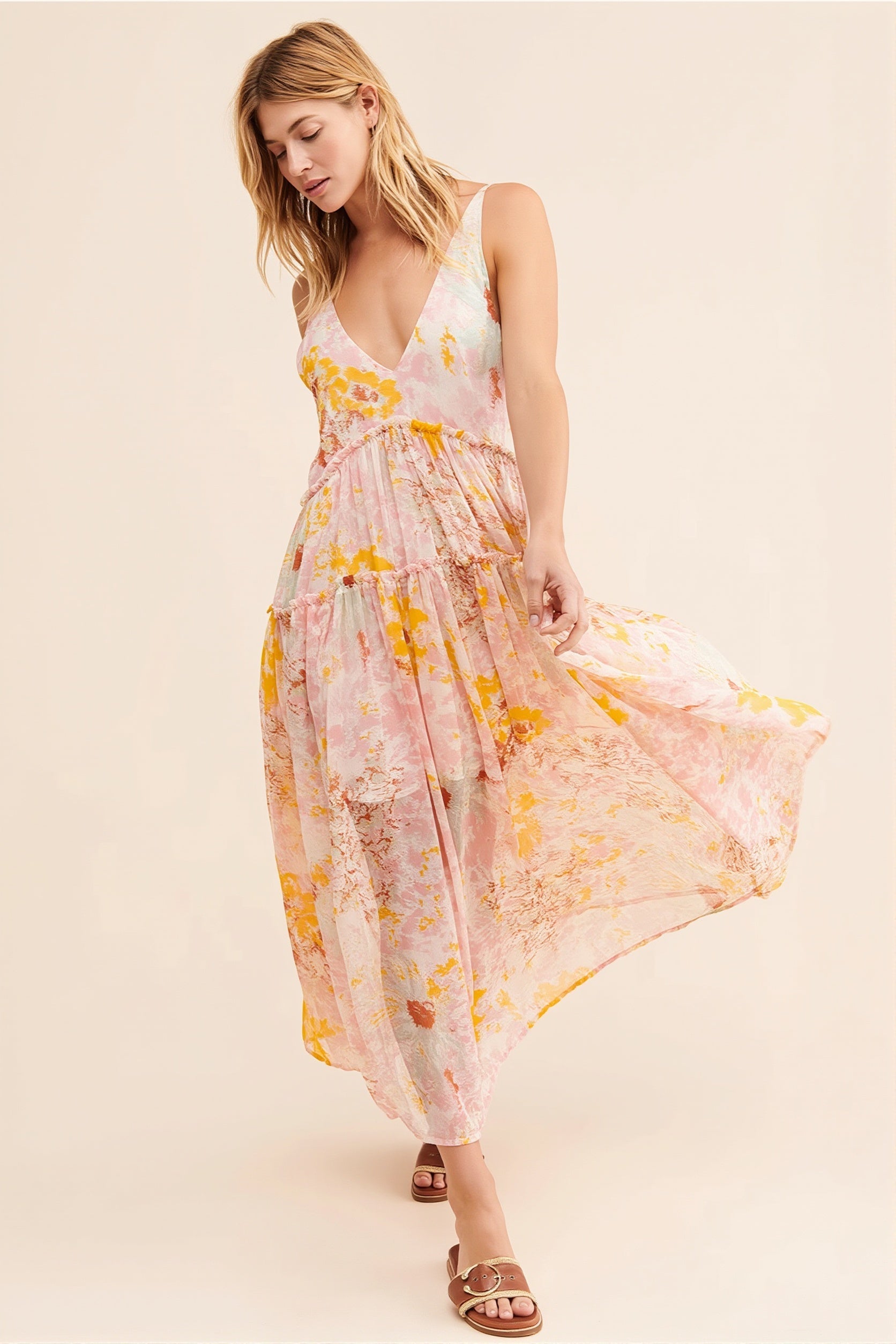 Floral Boho Sleeveless Maxi Dress