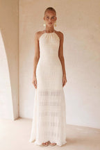 Chiffon Ruched Waist-Tie Maxi Dress