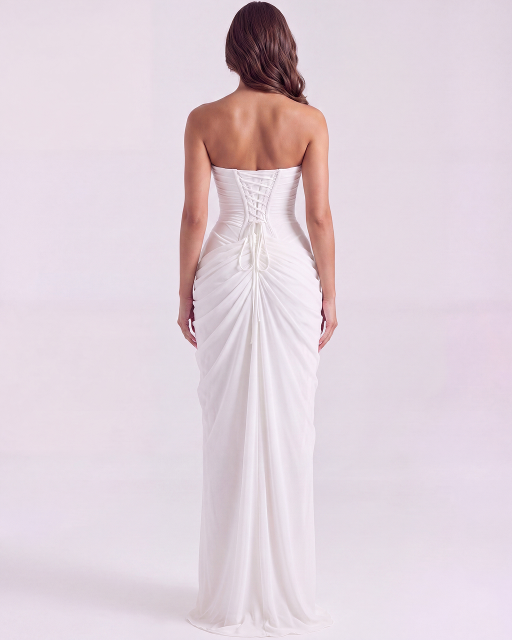 Charlotte White Corset Strapless Maxi Dress