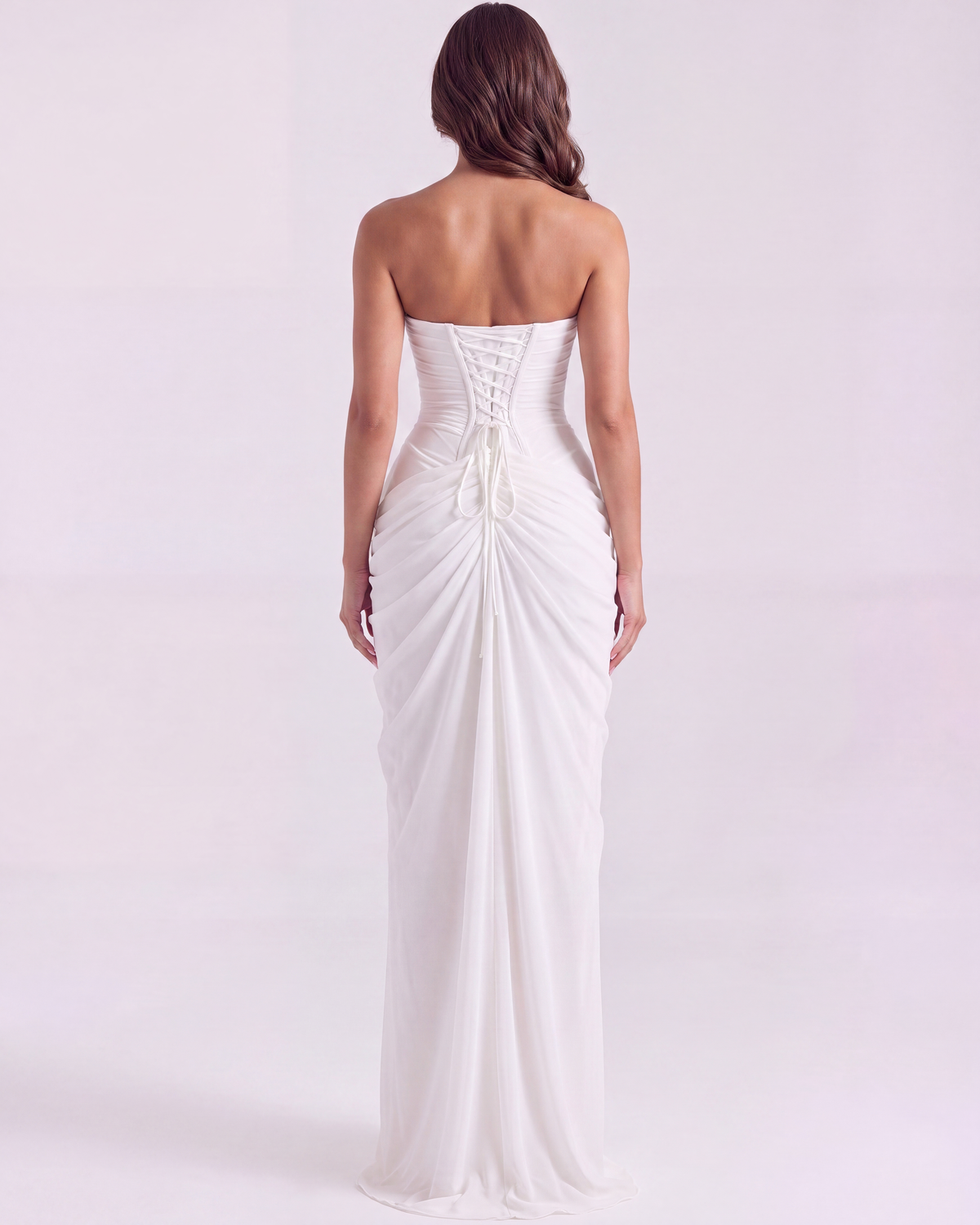 Charlotte White Corset Strapless Maxi Dress