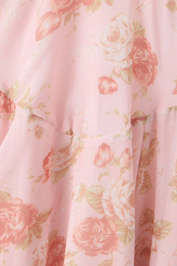 Pink Floral Halter Dress