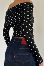 Polka Dot Off-Shoulder Crop Top
