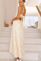 Floral Spaghetti-Strap Backless Dress