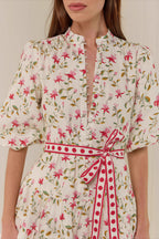 Linen Lace-Up Belted Beach Mini Dress
