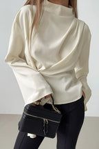 Chiffon Stand-Collar Long-Sleeve Top