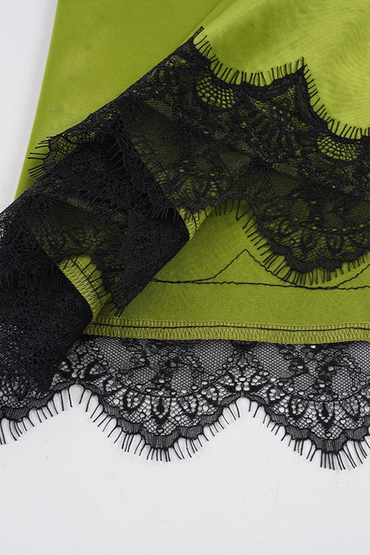 Lace-Splice Satin Bow Skirt