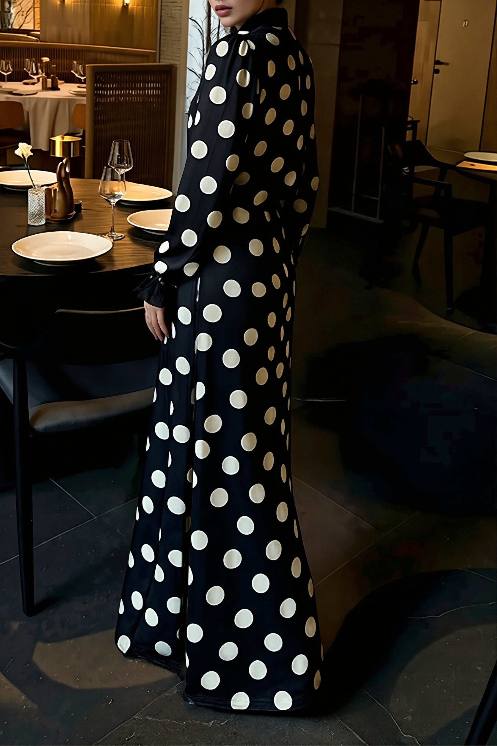 Polka Dot Sash Maxi Dress