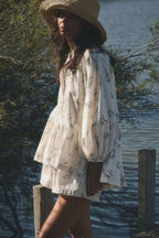 Floral Puff-Sleeve Two-Piece Set