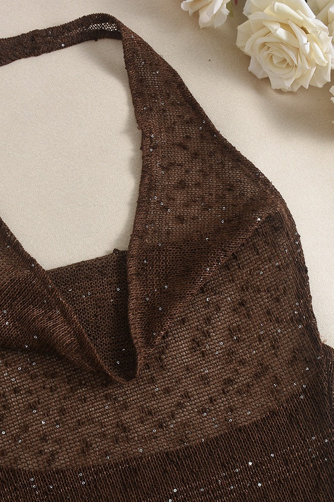 Glitter Draped Halter Top