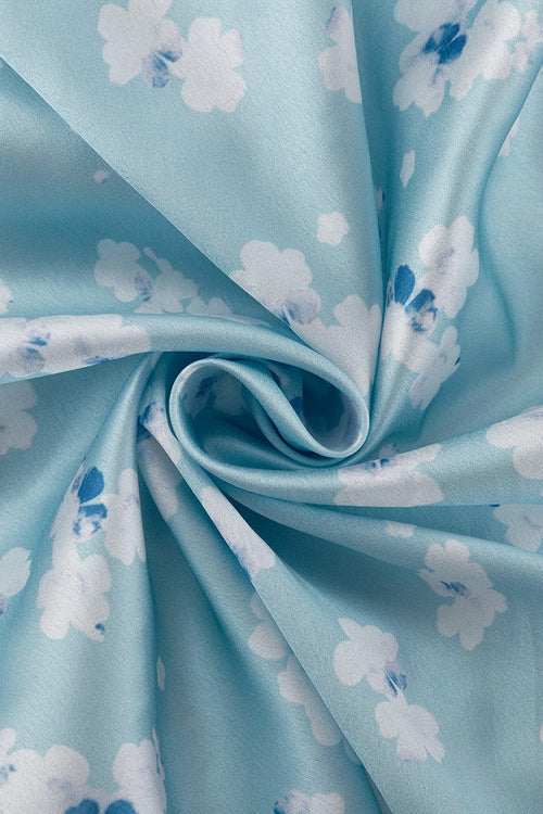 Floral Satin Collared Dress
