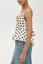 Polka Dot Ruffle Tie-Back Cami Top
