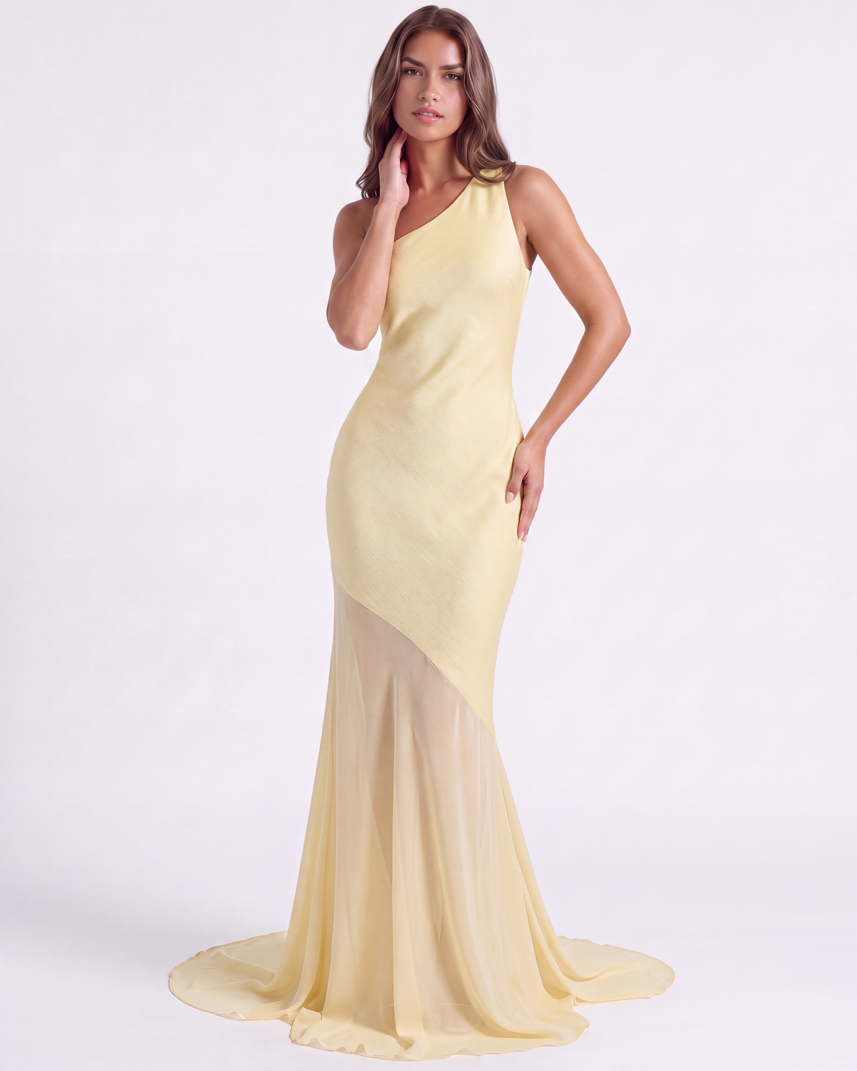 Angelina One-Shoulder Chiffon Maxi Dress