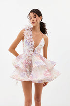 Floral V-Neck Tulip Mini Dress
