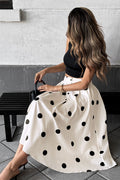 Polka Dot Elastic-Waist Skirt