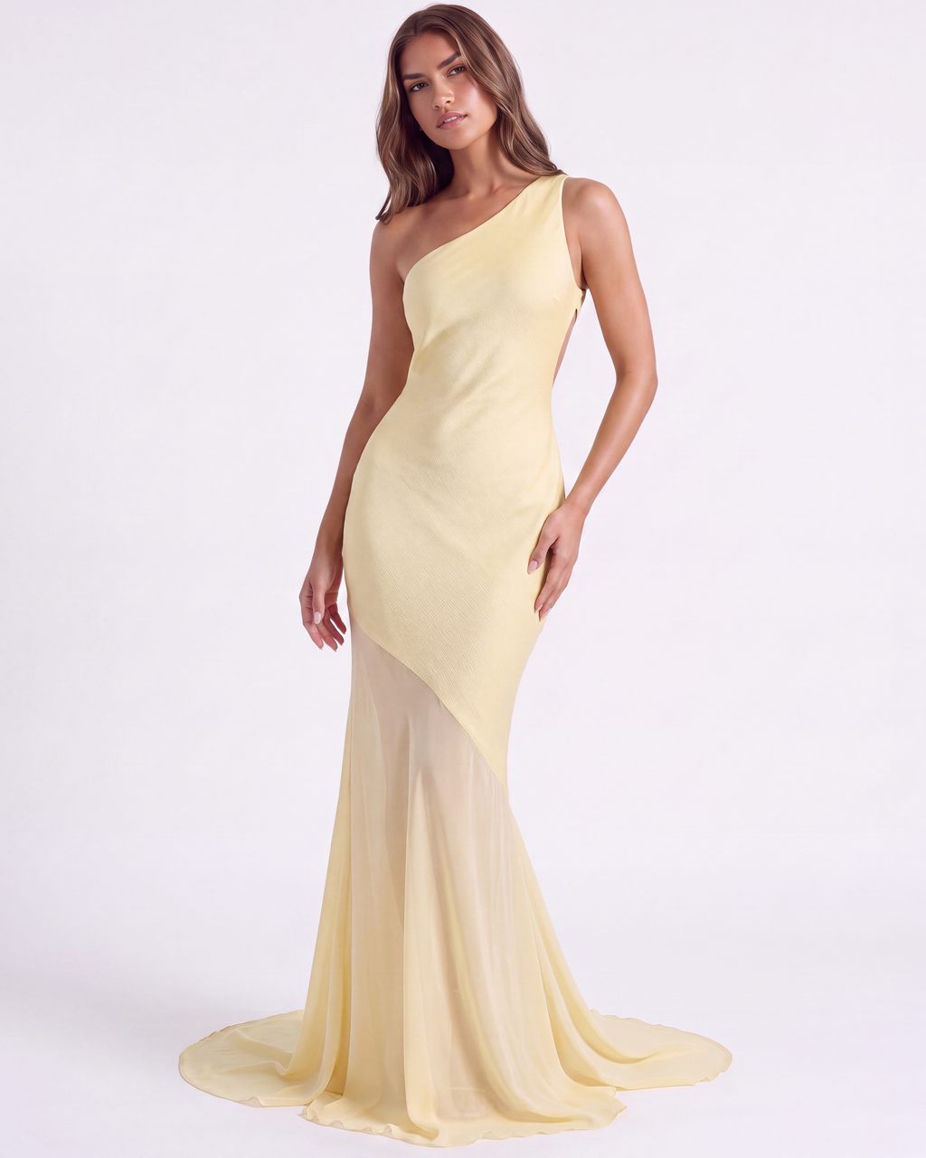 Angelina One-Shoulder Chiffon Maxi Dress