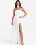 Serena White Strapless Crepe Maxi Dress