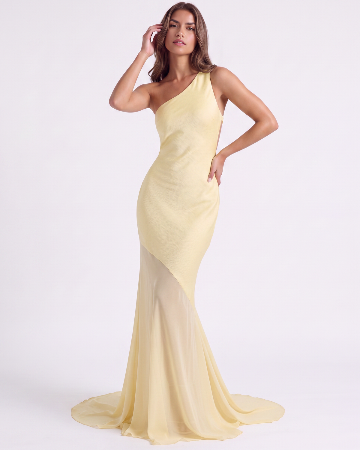 Angelina One-Shoulder Chiffon Maxi Dress