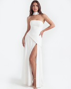 Serena White Strapless Crepe Maxi Dress