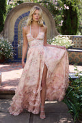 Floral Pearl Cami Flared Maxi Dress