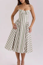 Floral-Striped Cami Midi Dress