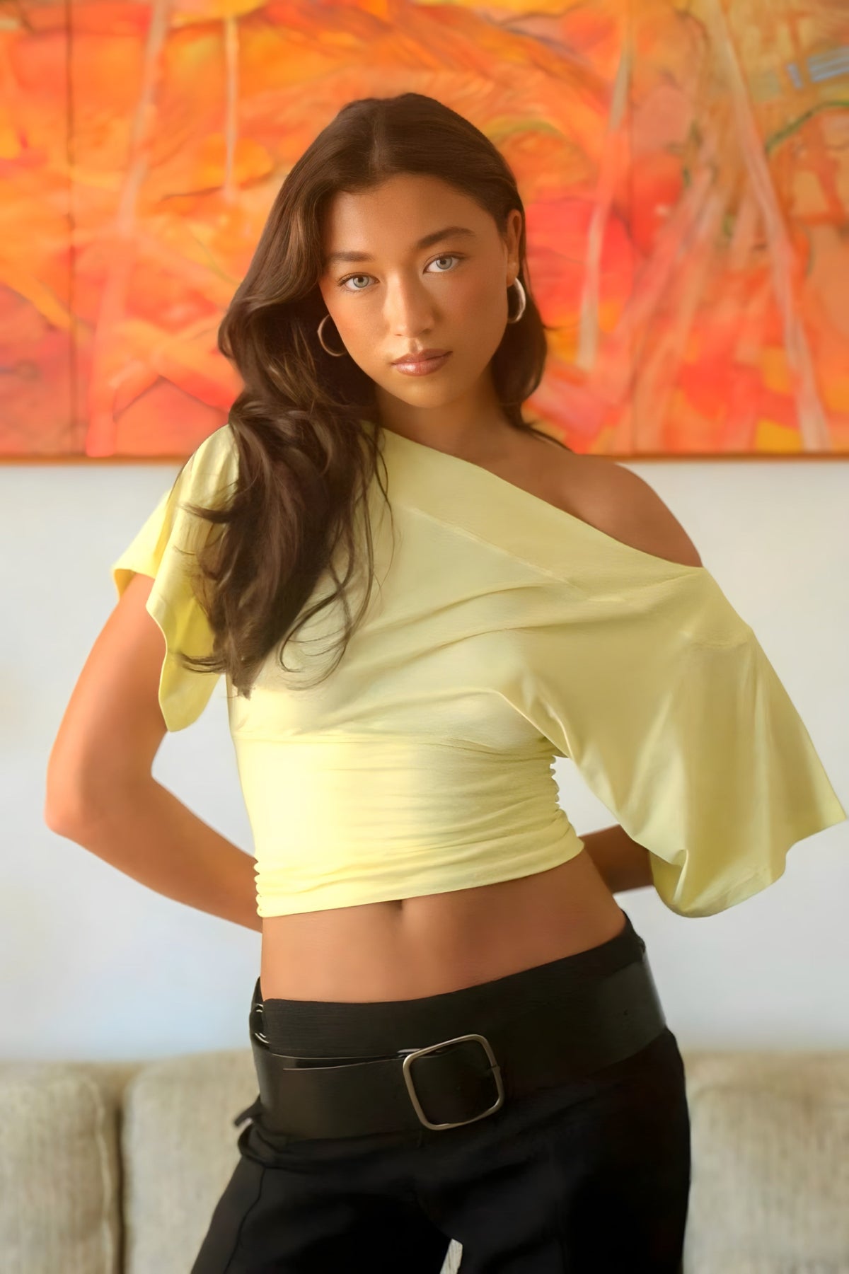 One-Shoulder Cropped Blouse
