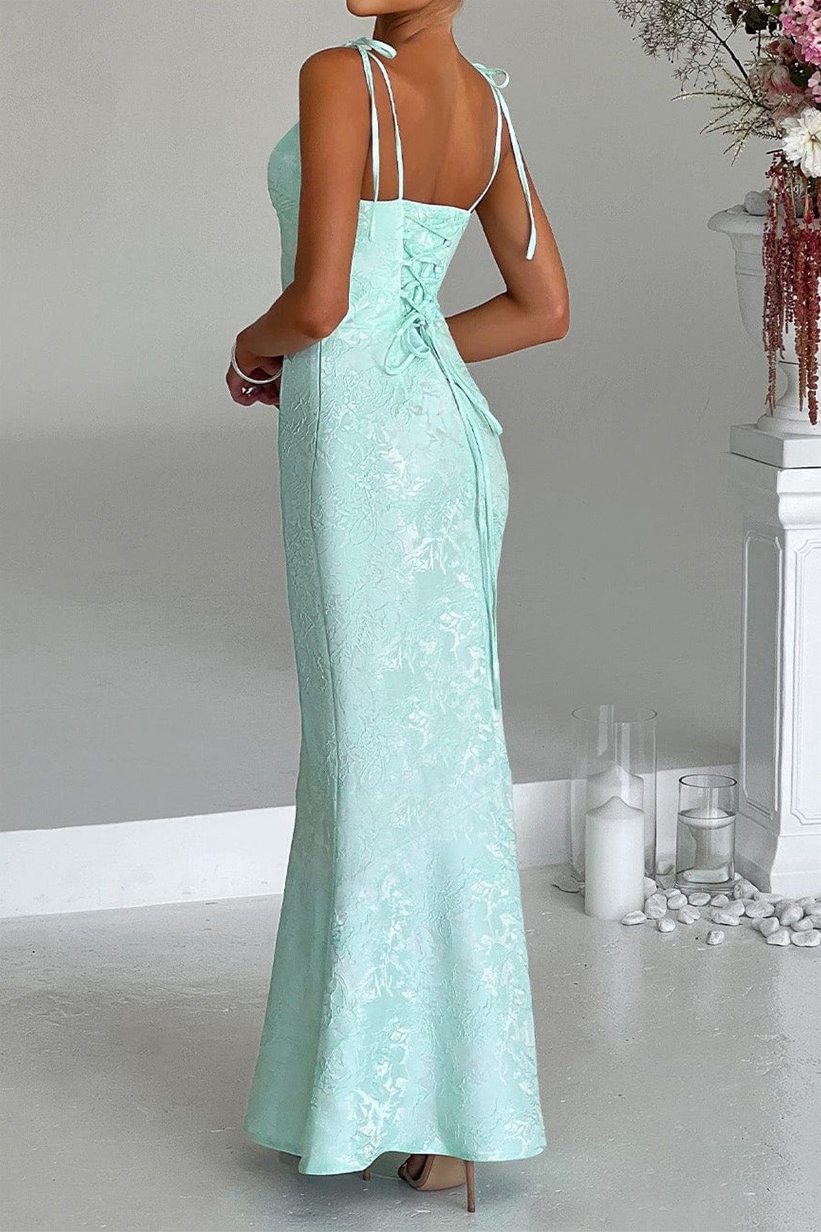 Jacquard Cami Bodycon Maxi Dress