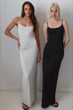Polka Dot Cami Slim Bodycon Maxi Dress