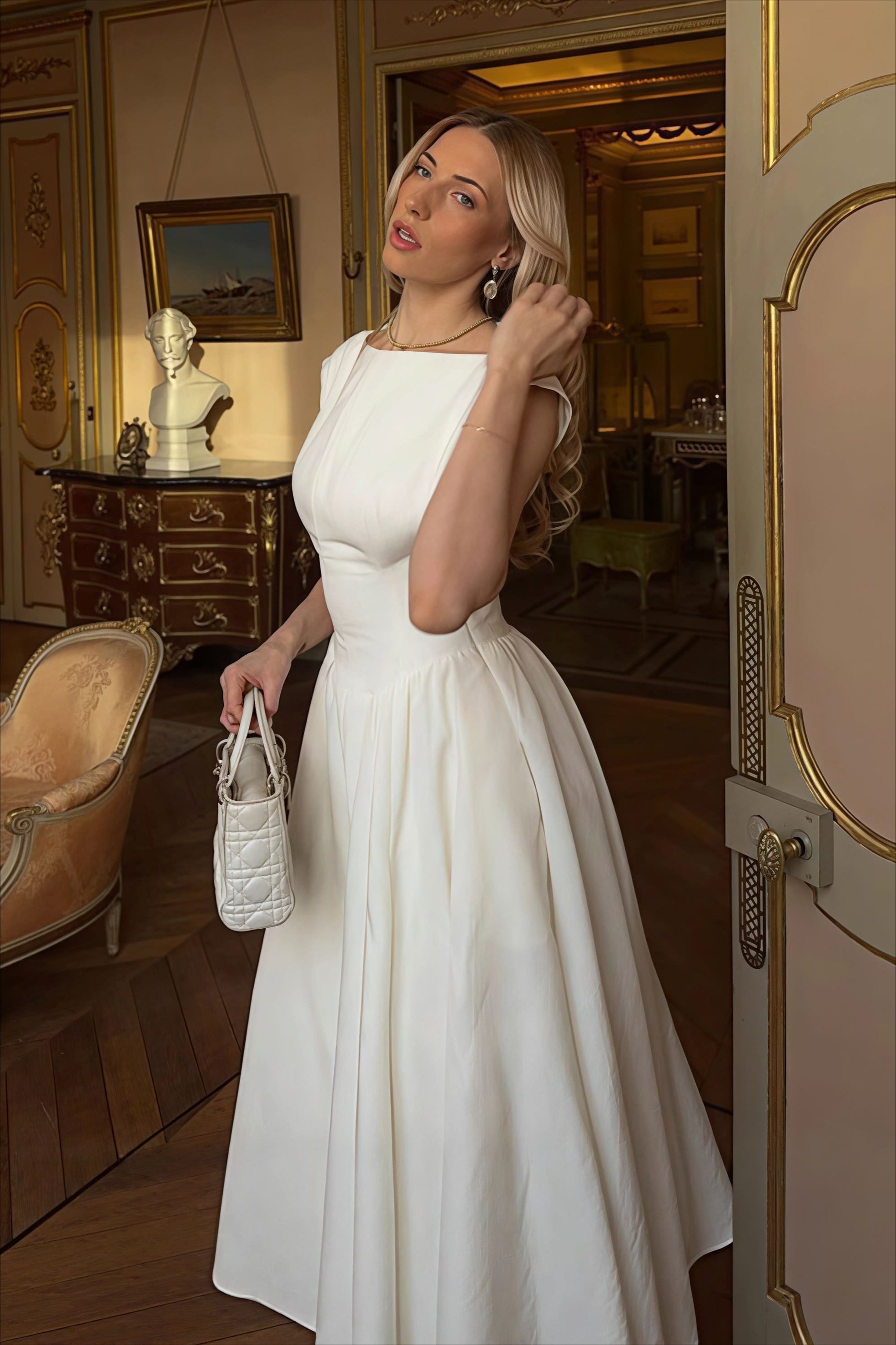 Solid Backless Swing Midi Dress