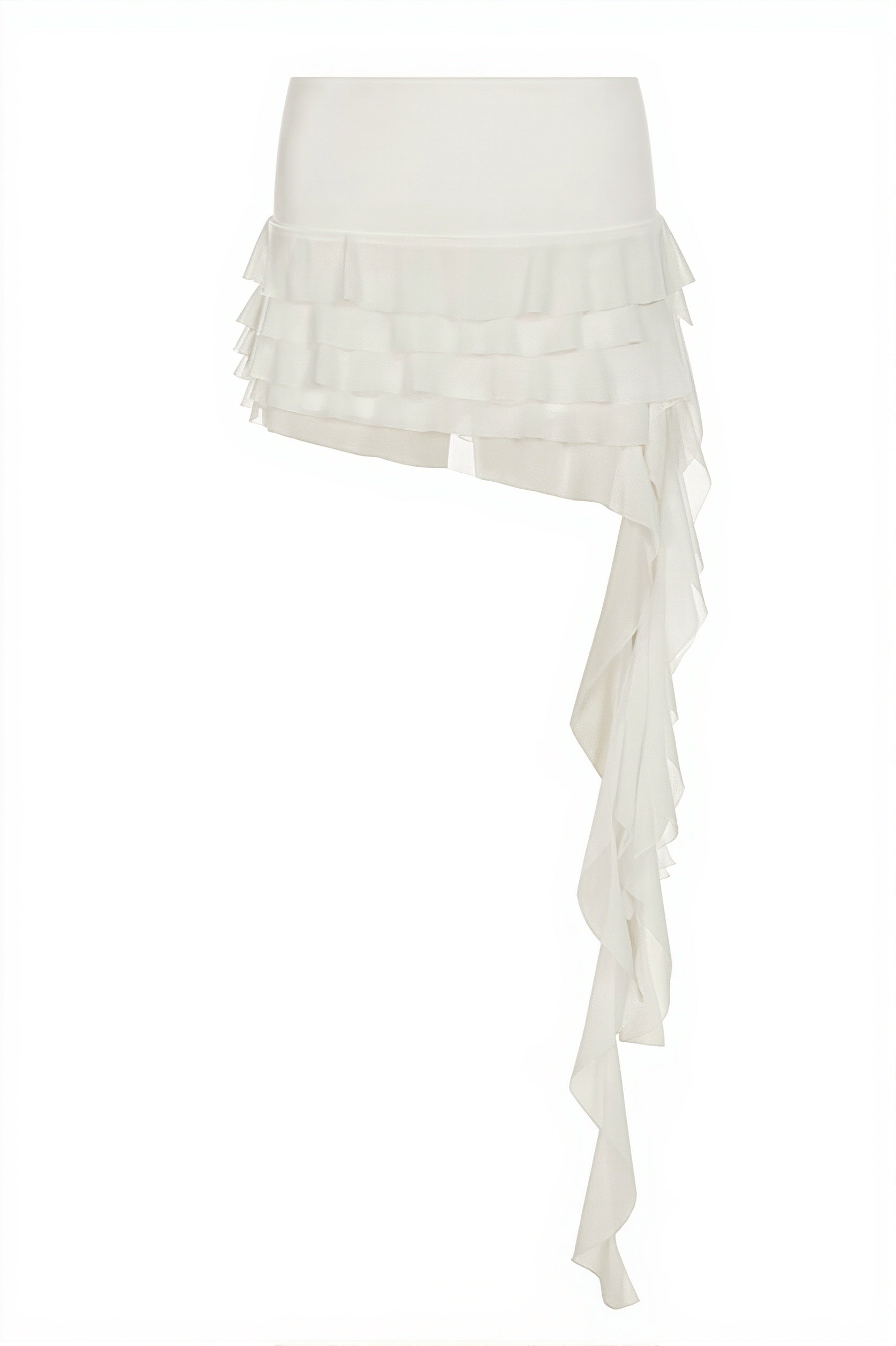 Pleated Ruffle Tie-Sash Mini Skirt