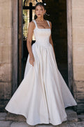Solid A-Line Long Prom Dress