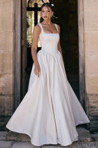 Solid A-Line Long Prom Dress