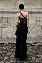 Lace-Patch Sheer Mini Dress