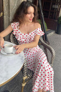 Polka Dot Cami A-Line Ruffle Maxi Dress
