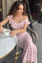 Polka Dot Cami A-Line Ruffle Maxi Dress