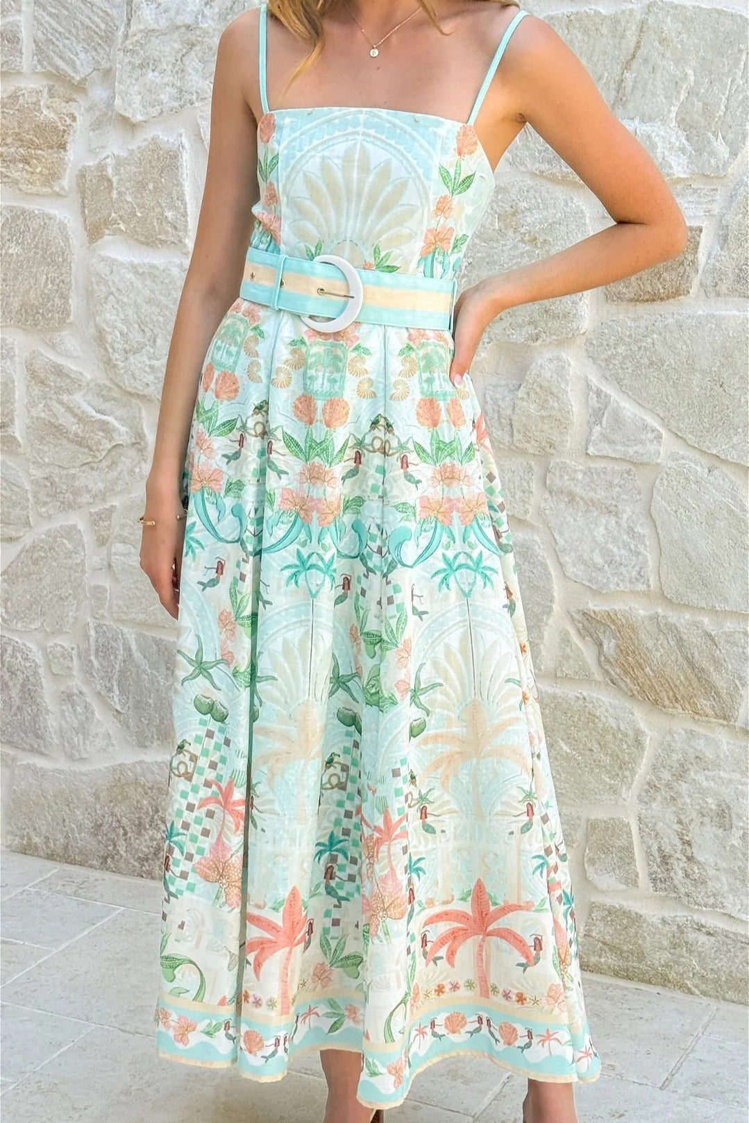 Floral Linen Swing Boho Dress