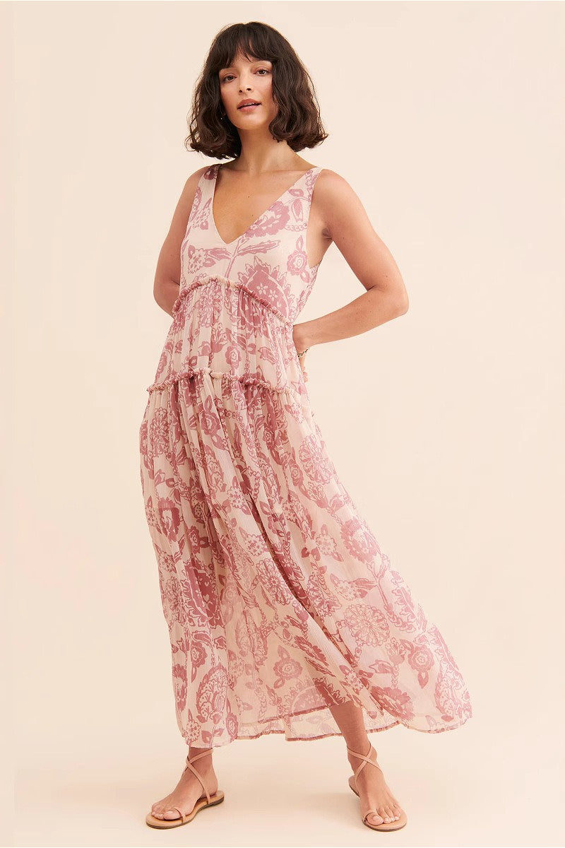 Floral Boho Sleeveless Maxi Dress