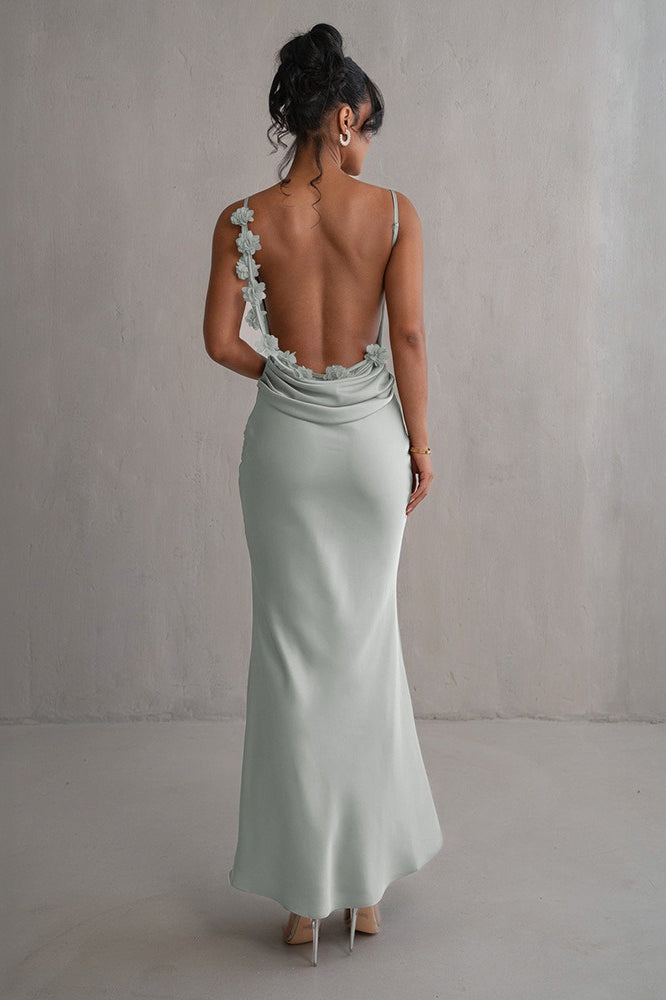 Satin Cami Backless Prom Dress