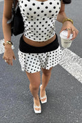 Polka Dot Halter Crop Skirt Set