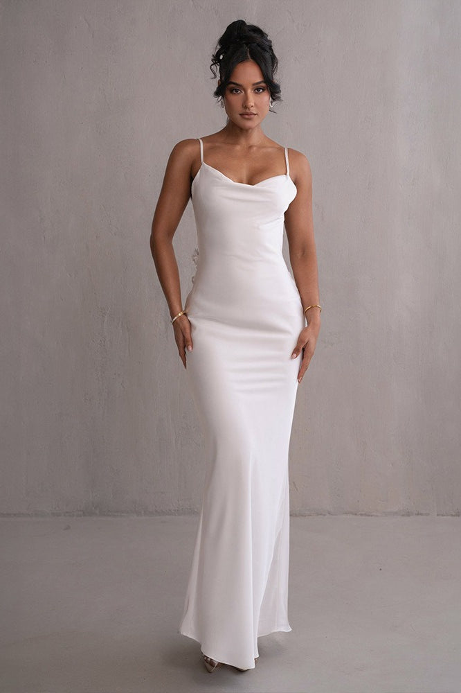Satin Cami Backless Prom Dress